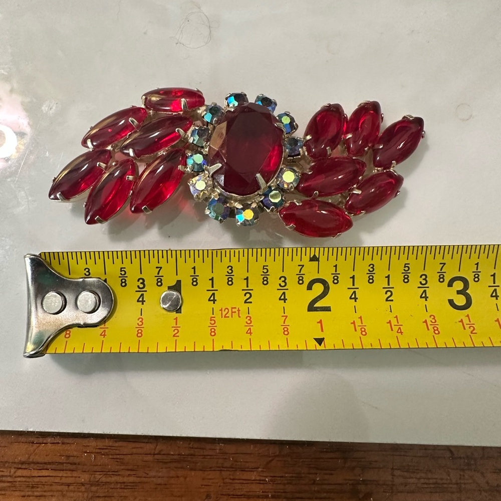 Elegant Red Crystal Brooch